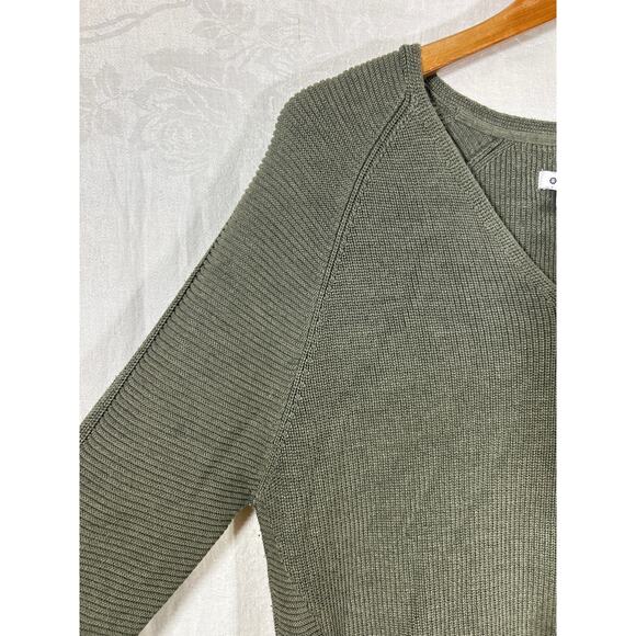 Athleta Sweater Small Olive Green Ribbed V Neck Long - Picture 4 of 9